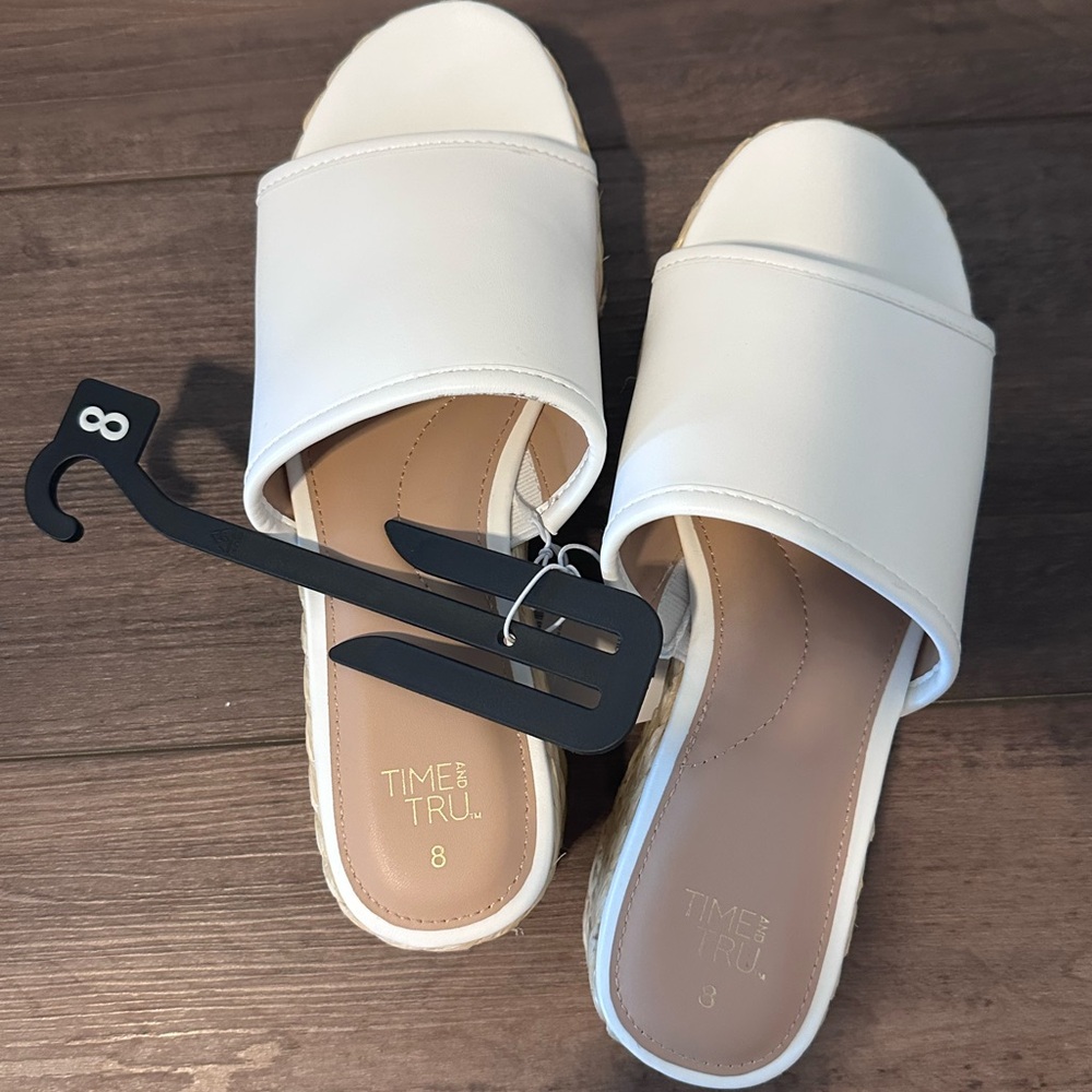 Time and Tru Women's White Slide Sandals